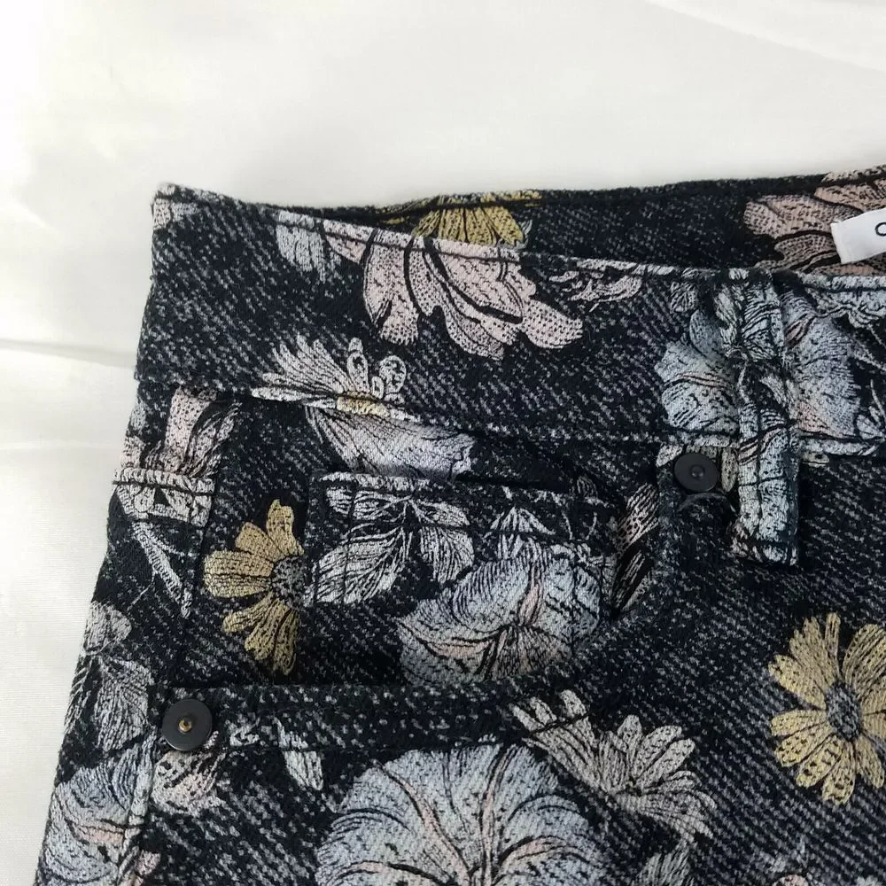 Celebrity Pink Jeans Juniors 3 Black High Rise Womens Mom‎ Floral Raw Hem Denim